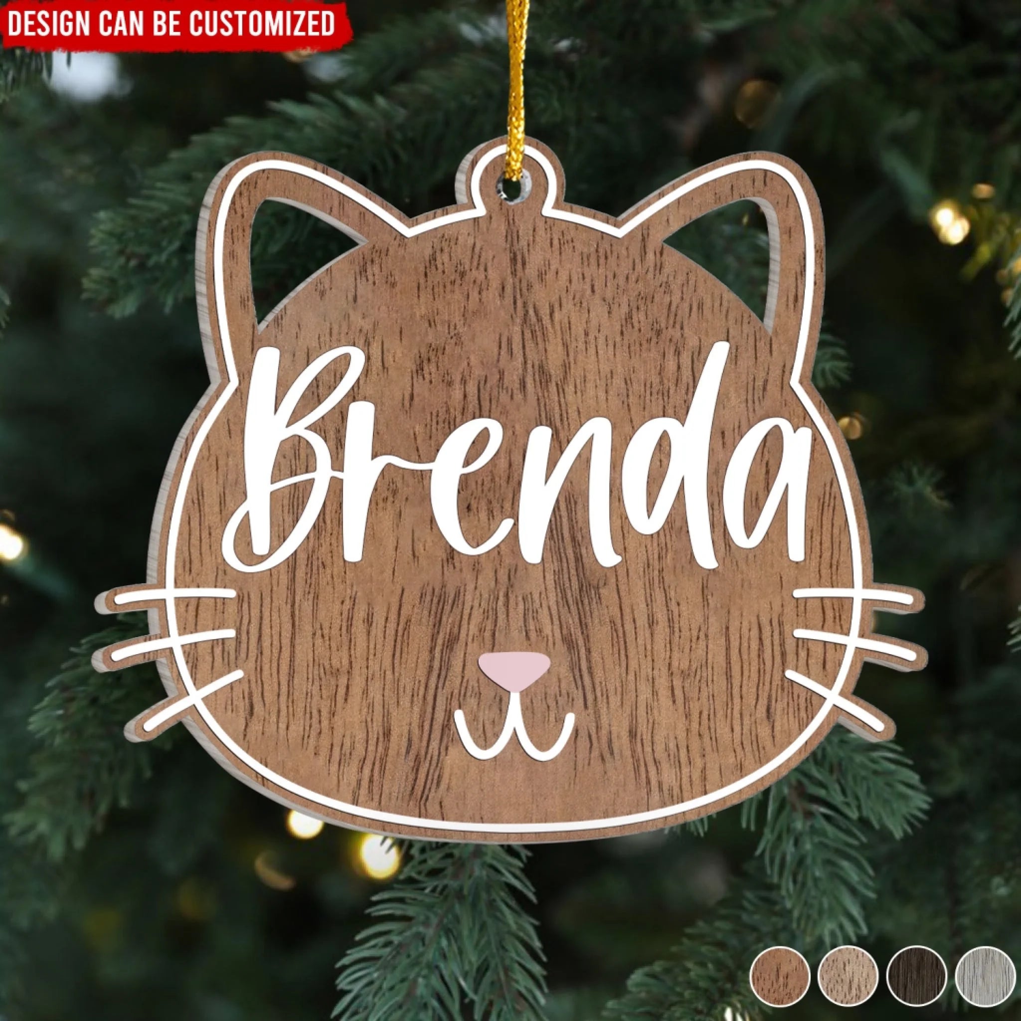Cute Cat Face With Name - Personalized Acrylic Ornament, Custom Gift for Cat Lovers, Christmas Gift for Cat Mom/Cat Dad