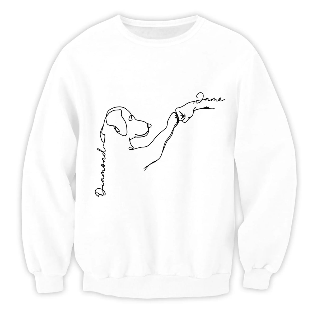 Dog Fist Bump One Line Art - Personalized T-Shirt, Gift for Dog Dad/Dog Mom, Dog Lover's Gift