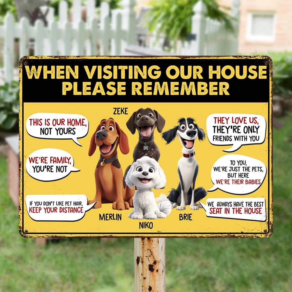 Dog When Visiting My House Please Remember - Personalized Metal Sign, Gift For Dog Lovers