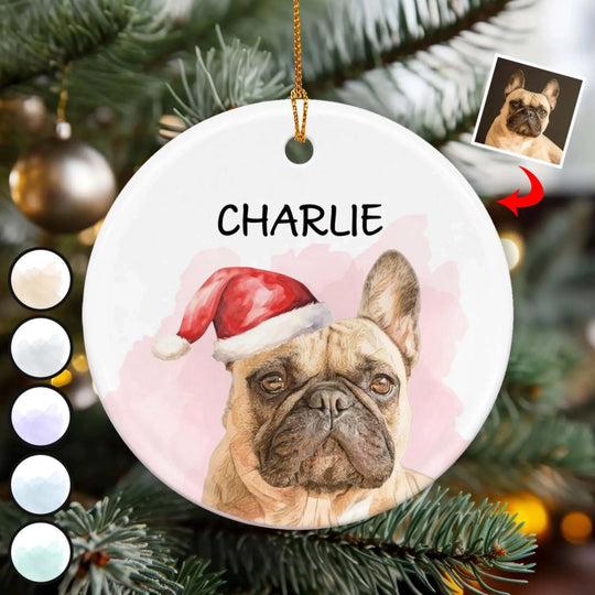 Personalized Watercolor Dog Photo - Personalized Ceramic Ornament, Gift For Pet Lover, Christmas Decoration
