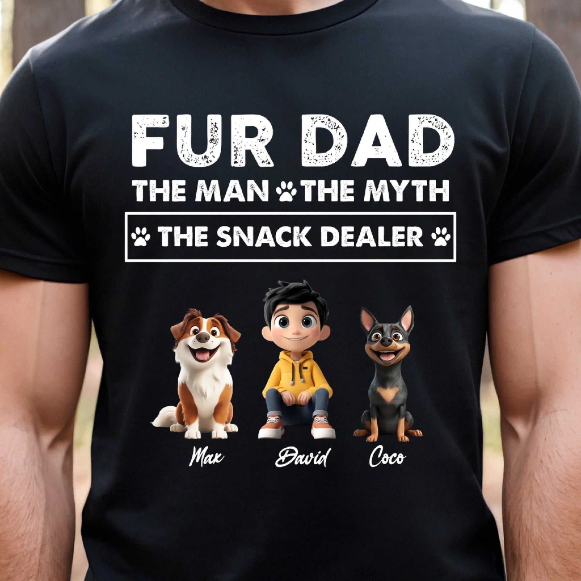 Dog Dad The Man The Myth The Snack Dealer - Personalized T-Shirt, Funny Pet Lover Shirt