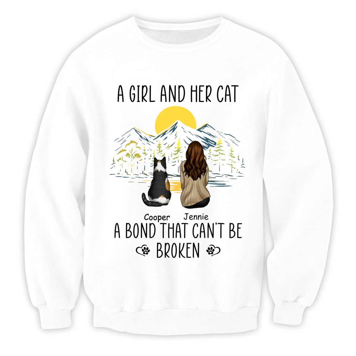 A Girl And Her Cat, A Bond That Can't Be Broken - Personalized T-shirt, Gift for Cat Lover, Cat Mom Gift
