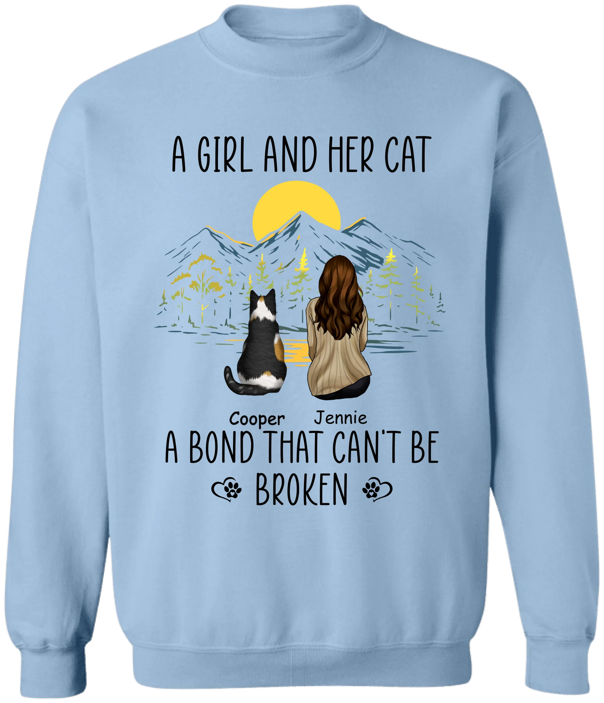 A Girl And Her Cat, A Bond That Can't Be Broken - Personalized T-shirt, Gift for Cat Lover, Cat Mom Gift