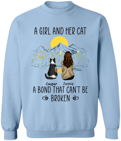 A Girl And Her Cat, A Bond That Can't Be Broken - Personalized T-shirt, Gift for Cat Lover, Cat Mom Gift