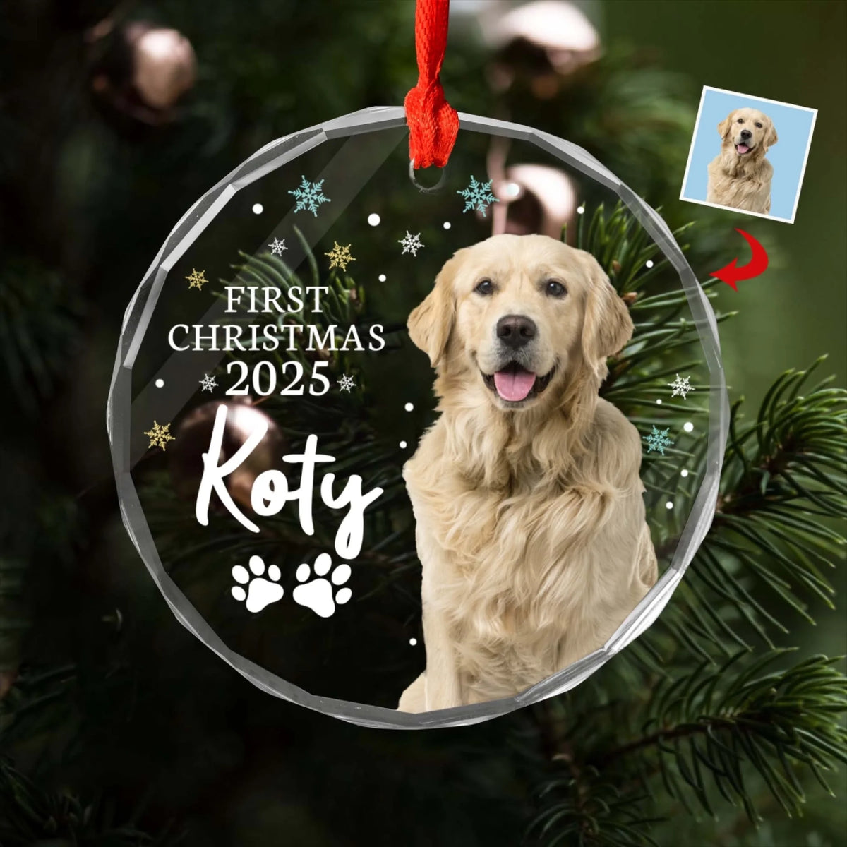 Pet First Christmas - Personalized Glass Ornament, Gift For Dog Lover, Gift For Christmas