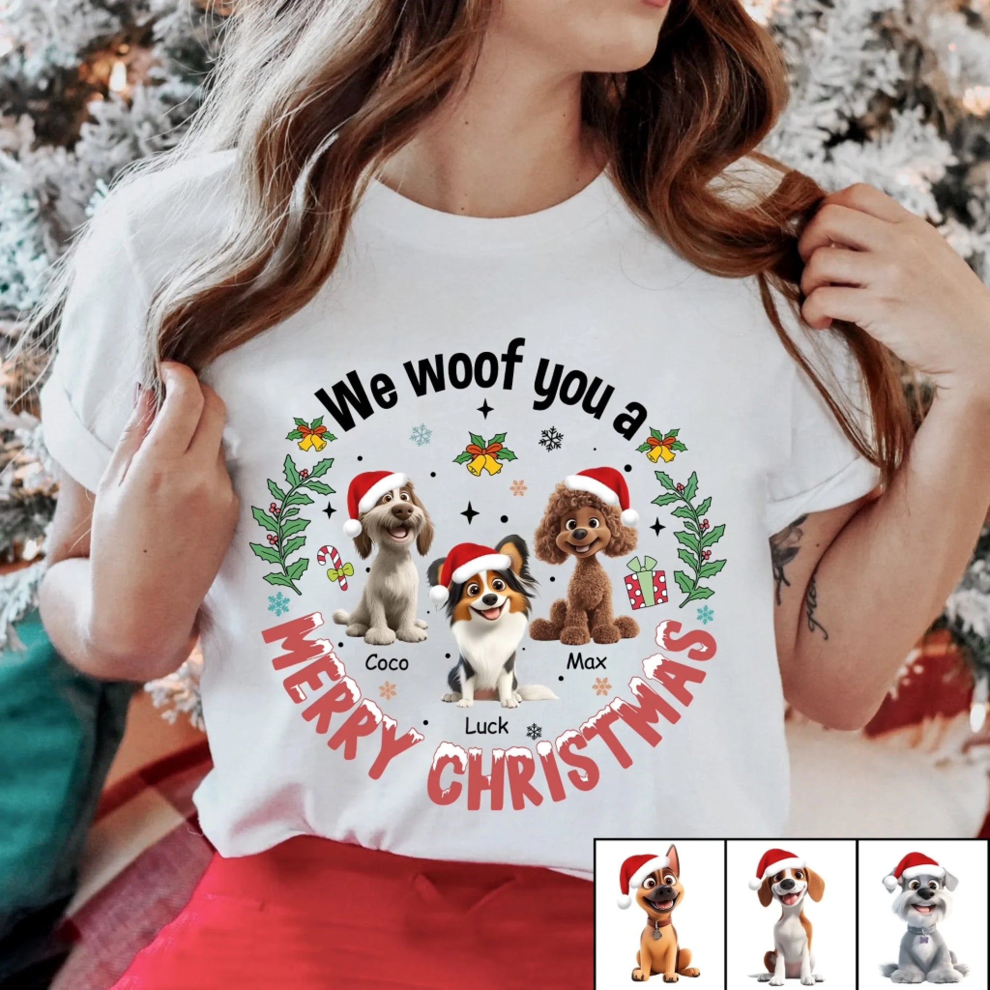 I Woof You A Merry Christmas - Personalized T-Shirt, Gift For Dog Lovers