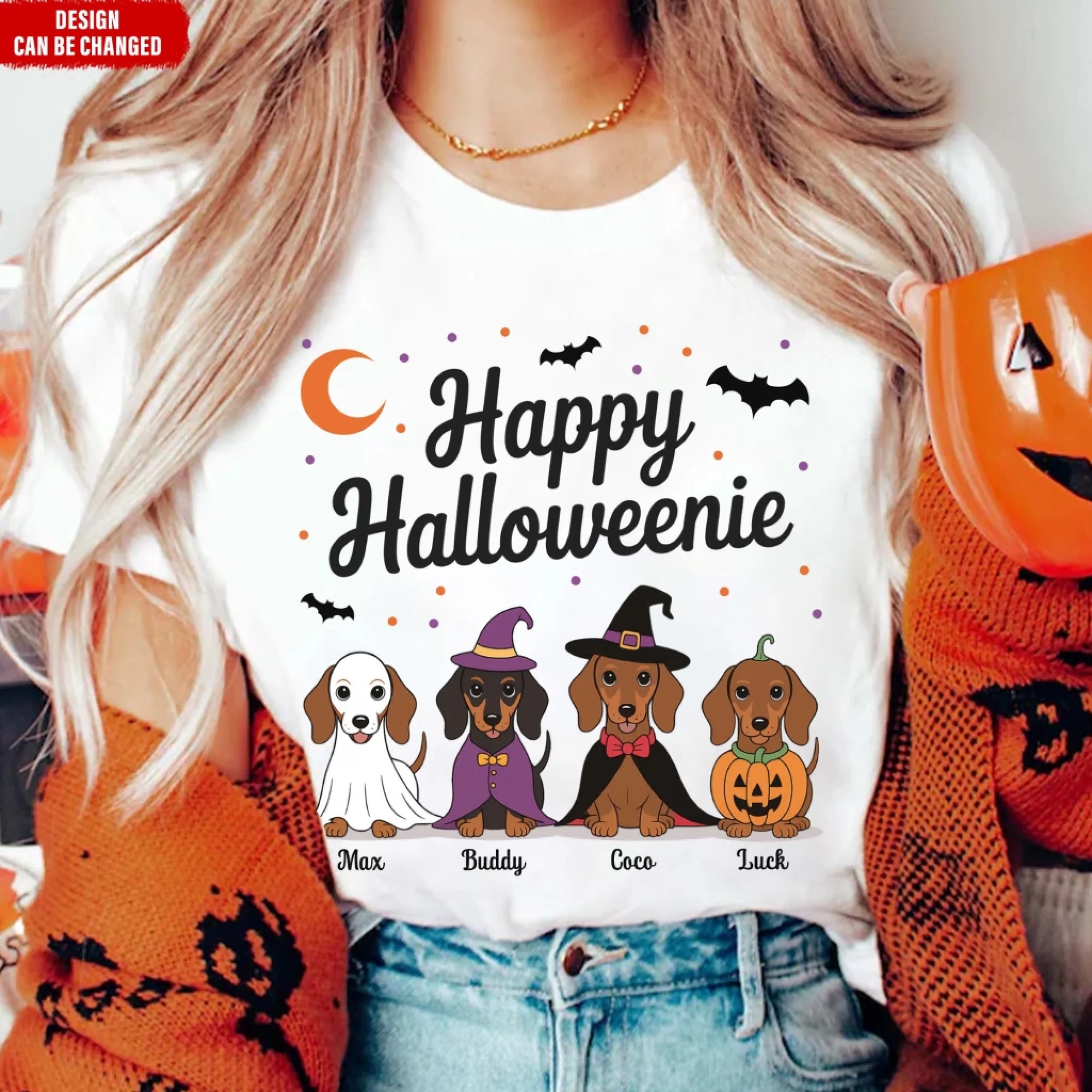 Happy Halloweenie - Personalized T-Shirt, Gift For Dachshund Dog, Halloween Gift