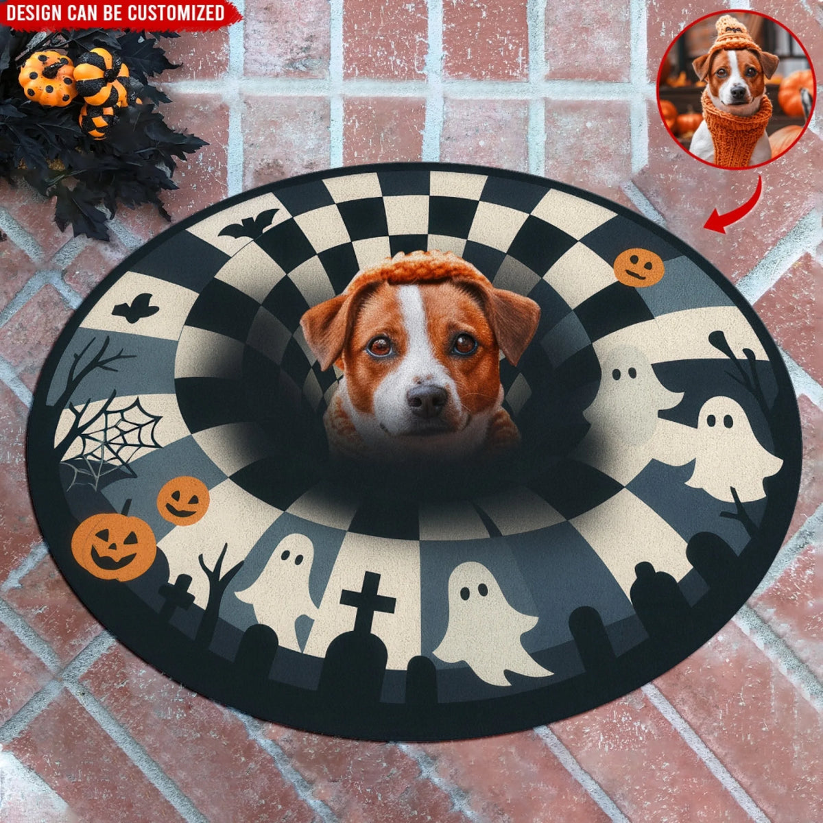 Midnight Halloween Pattern - Personalized Doormat, Gift For Pet Lover, Funny Gift