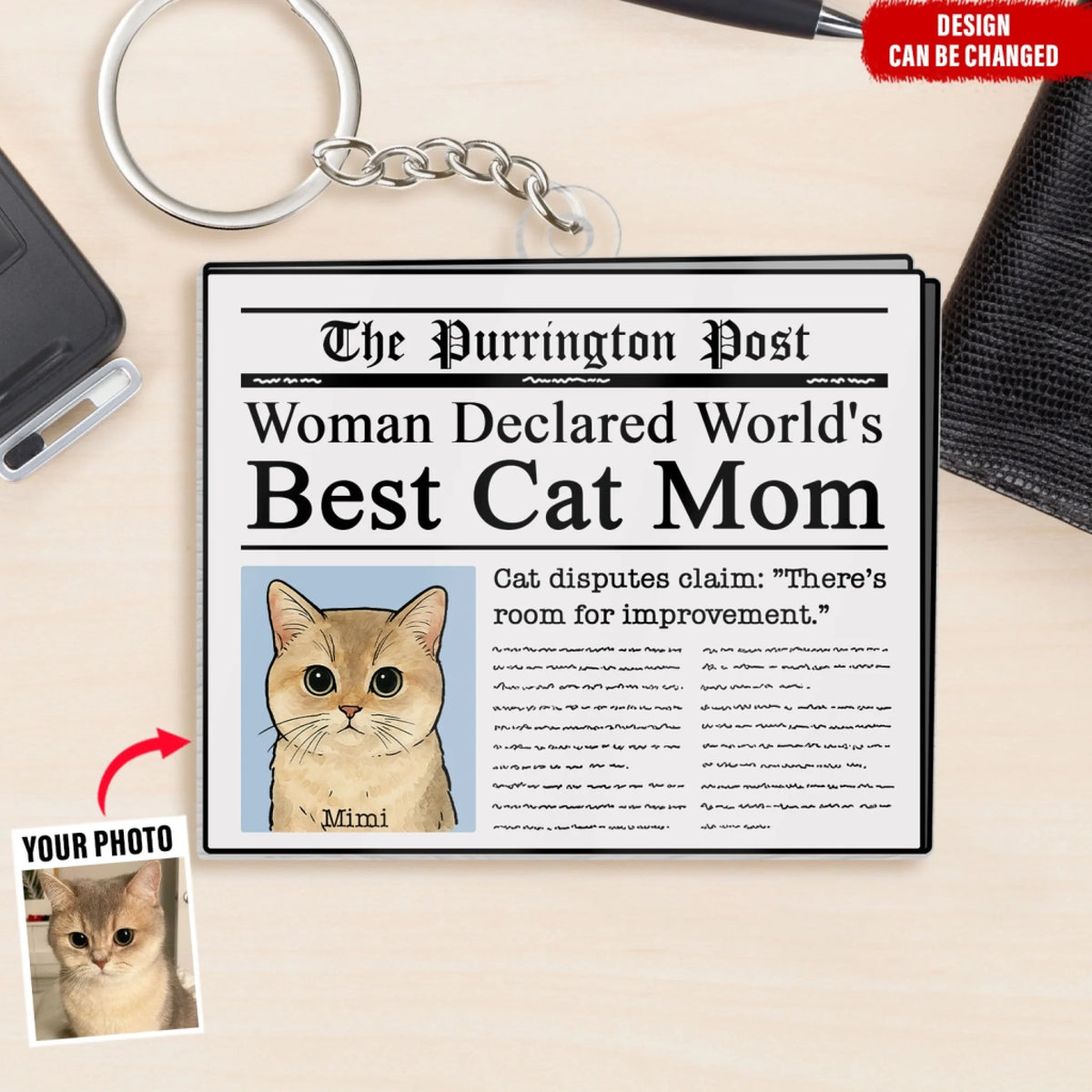 World's Best Cat Mom - Personalized Acrylic Key Chain, Gift for Cat Lovers, Cat Mom Gift