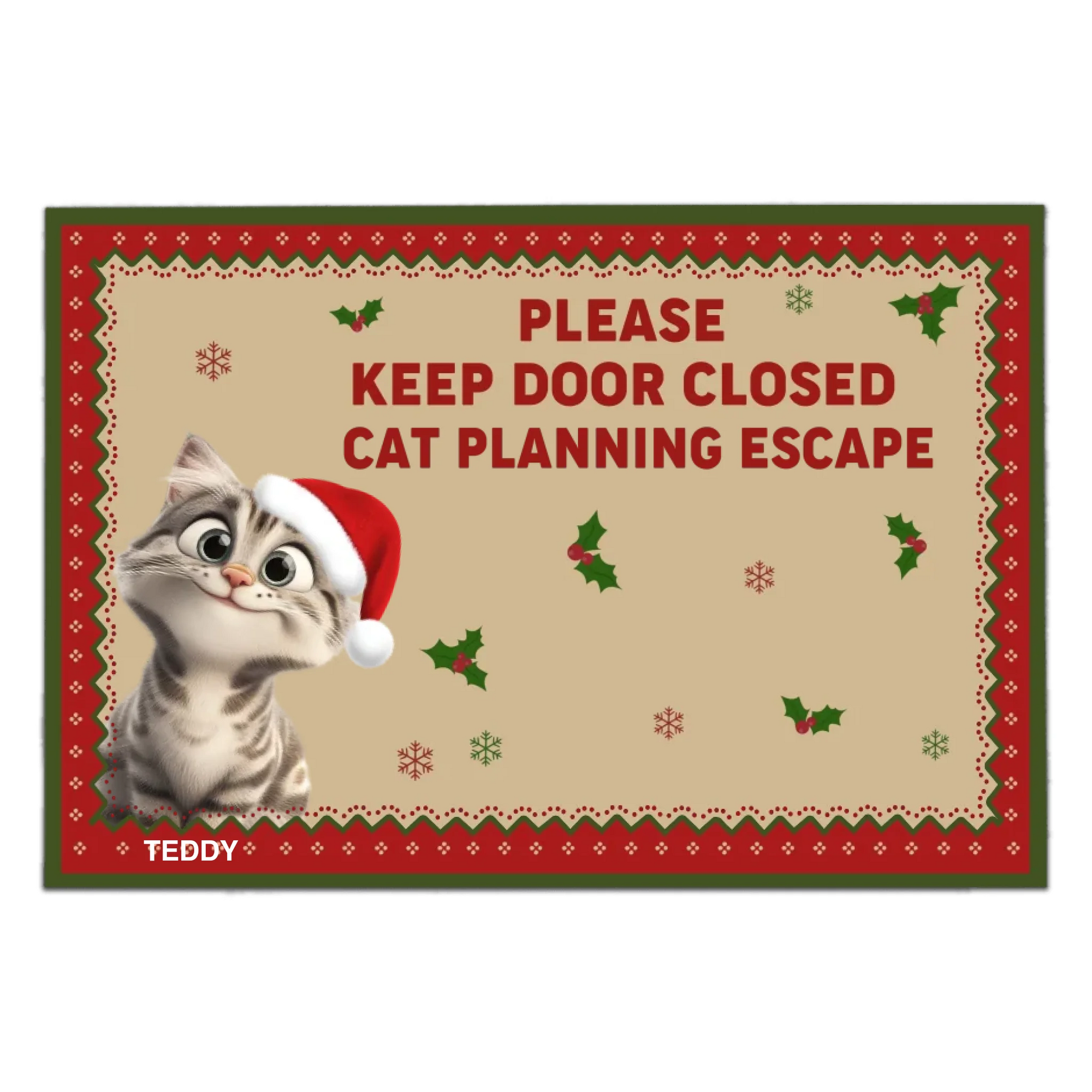 Please Keep Door Closed Cats Planning Escape - Personalized Doormat, Gift For Cat Lover, Christmas Decor, Cat Owner Christmas Gift