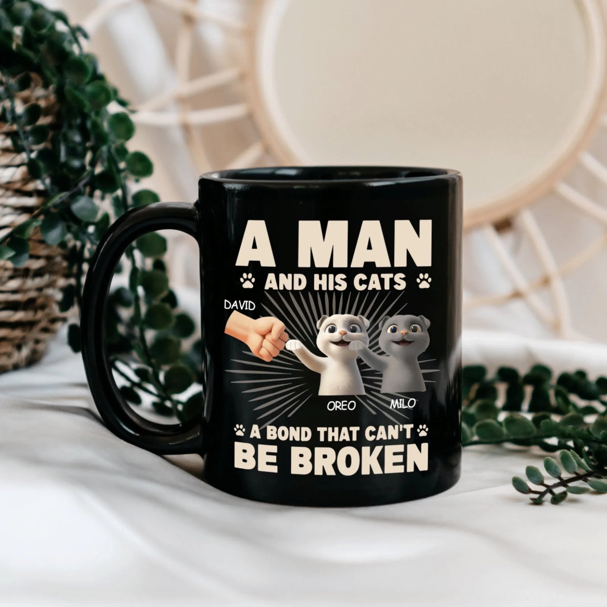 A Man And His Cat A Bond That Can't Be Broken - Personalized Mug, Funny Gift for Cat Dad, Cat Lover's Mug