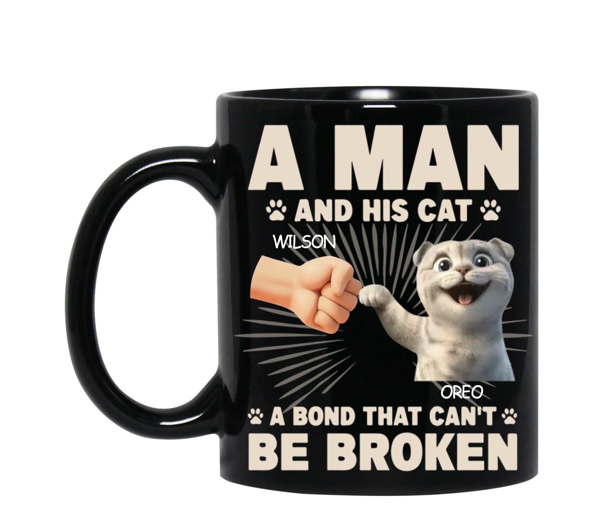 A Man And His Cat A Bond That Can't Be Broken - Personalized Mug, Funny Gift for Cat Dad, Cat Lover's Mug