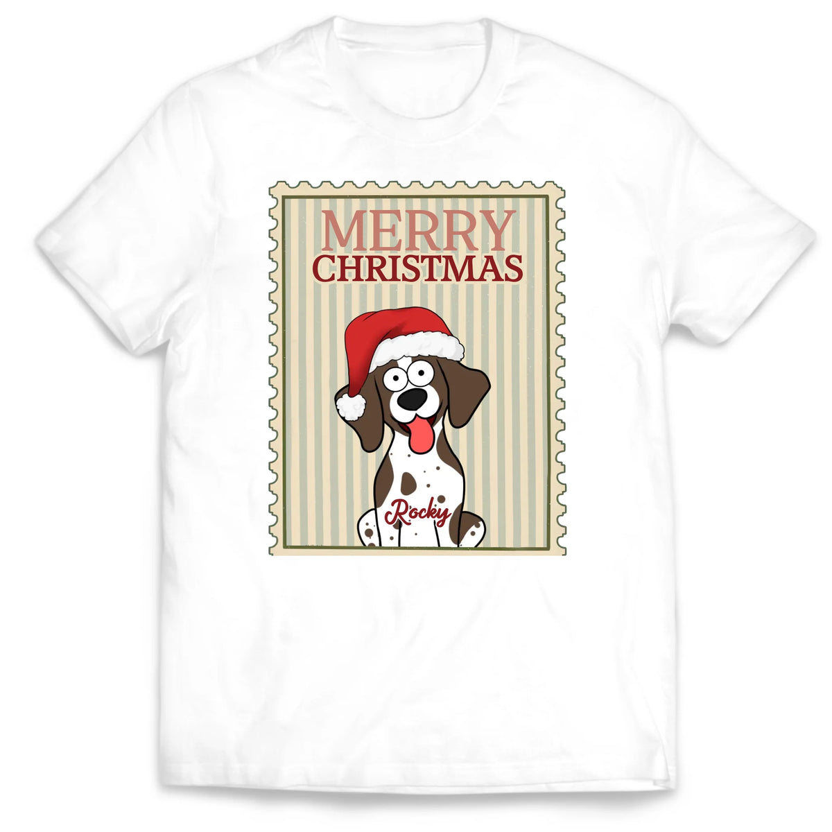 Merry Christmas Pet Holiday Portage Stamp - Personalized T-Shirt, Christmas Gift, Happy Holiday
