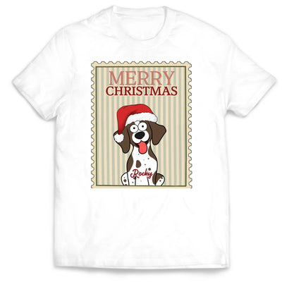 Merry Christmas Pet Holiday Portage Stamp - Personalized T-Shirt, Christmas Gift, Happy Holiday