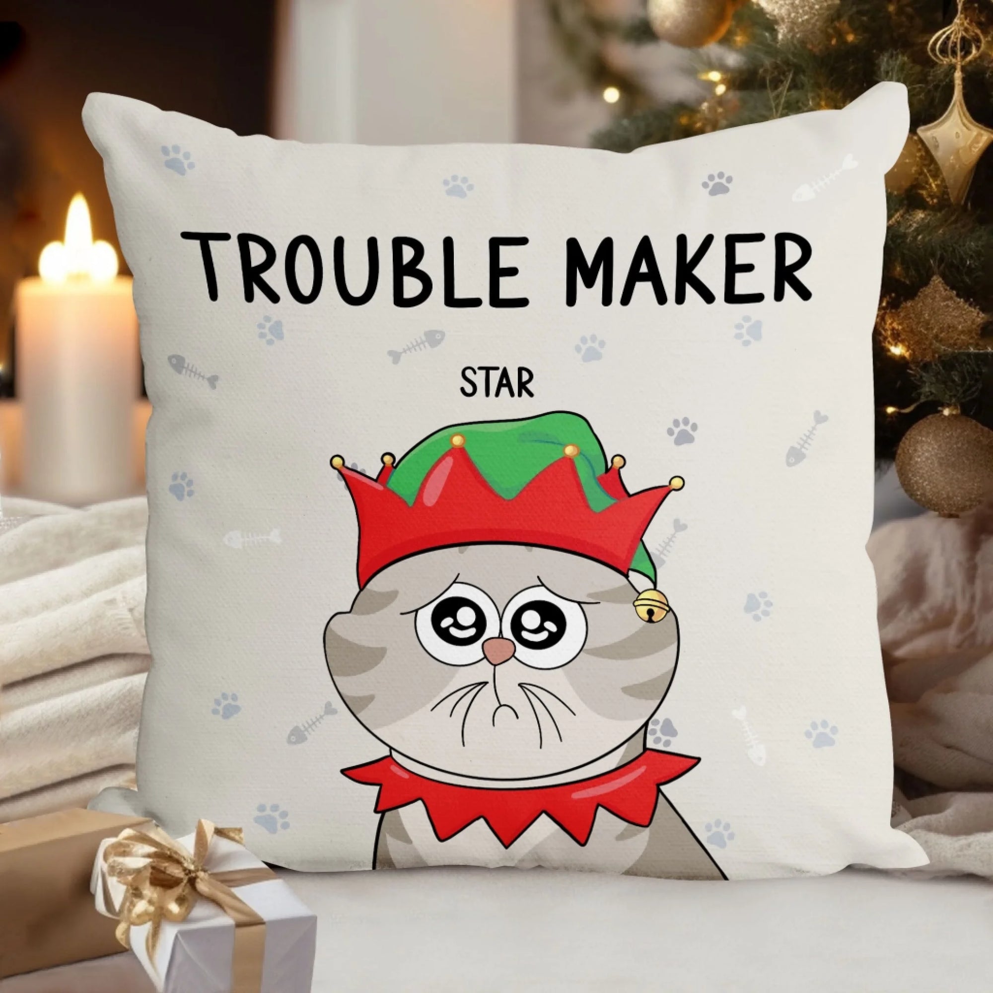 We Are The Trouble Makers - Personalized Pillow, Gift For Cat Lover, Pet Owners House Decor