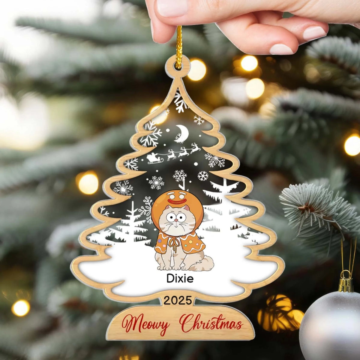 Meowy Christmas - Personalized Acrylic Ornament, Christmas Gift For Cat Lovers, Cat Mom/Cat Dad Holiday Gift