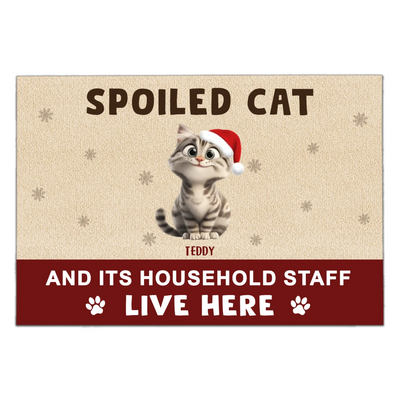 Spoiled Cats Live Here - Personalized Doormat Gift For Cat Lover, Cat's Owner Christmas Decor