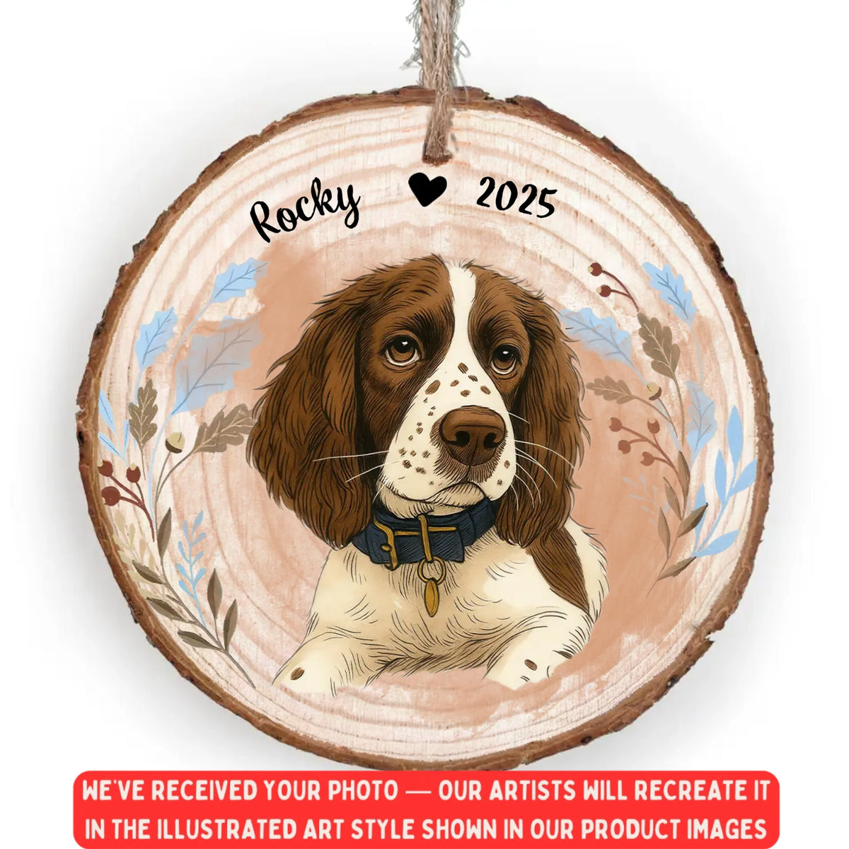 The Best Things In Life Are Furry - Personalized Wood Slice Ornament, Pet Portrait From Photo Ornament, Pet Lover Gift, Pet Memorial Gift,