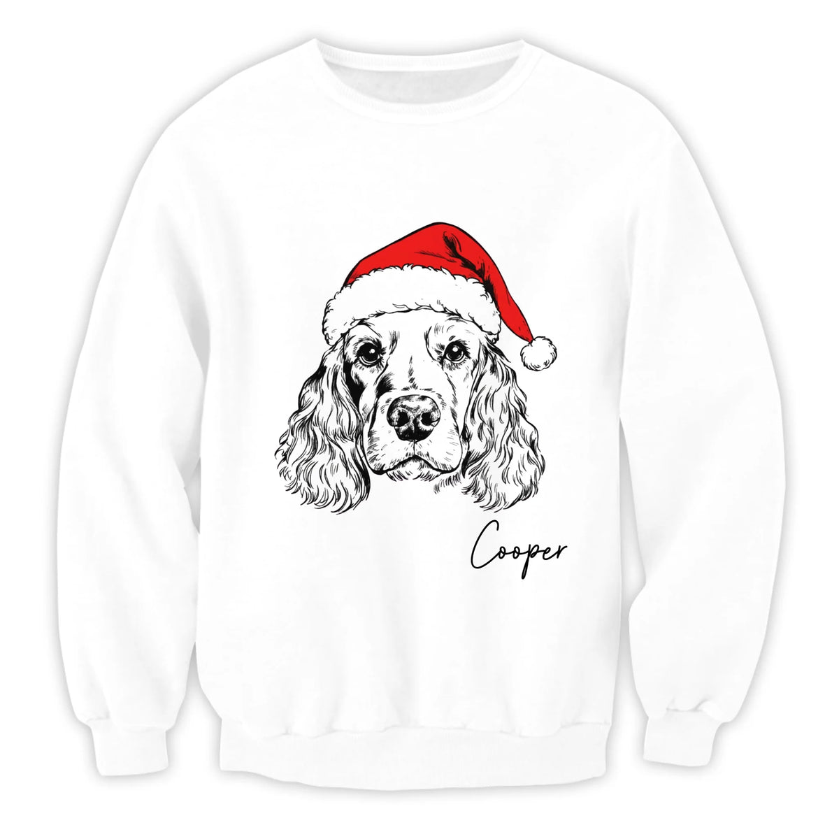 Dog Breeds in Festive Santa Hat - Personalized T-Shirt/Sweatshirt, Gift For Dog Lover, Funny Gift