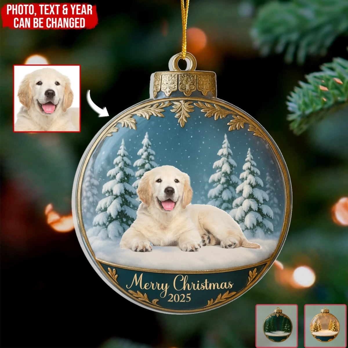 Your Furry Friend In A Fairytale Winter Scene - Personalized Acrylic Ornament, Custom Photo Gift For Pet Lovers
