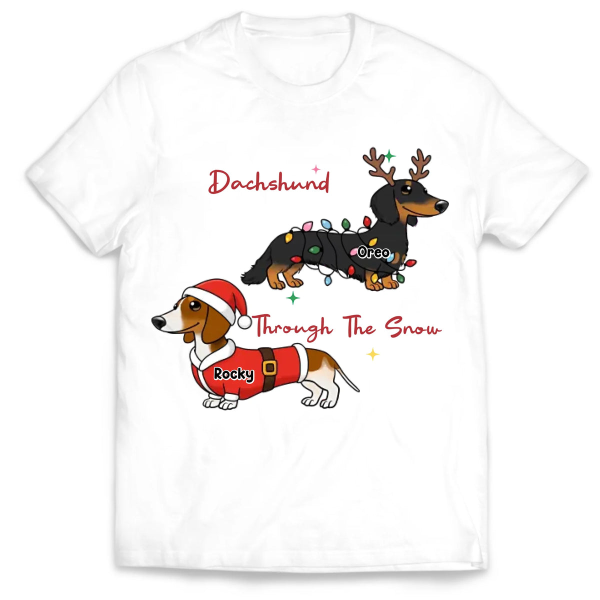 Christmas Dashdund Is Walking Through The Snow - Personalized T-Shirt, Gift For Dog Lover, Dashdund Parents Xmas Sweatshirt