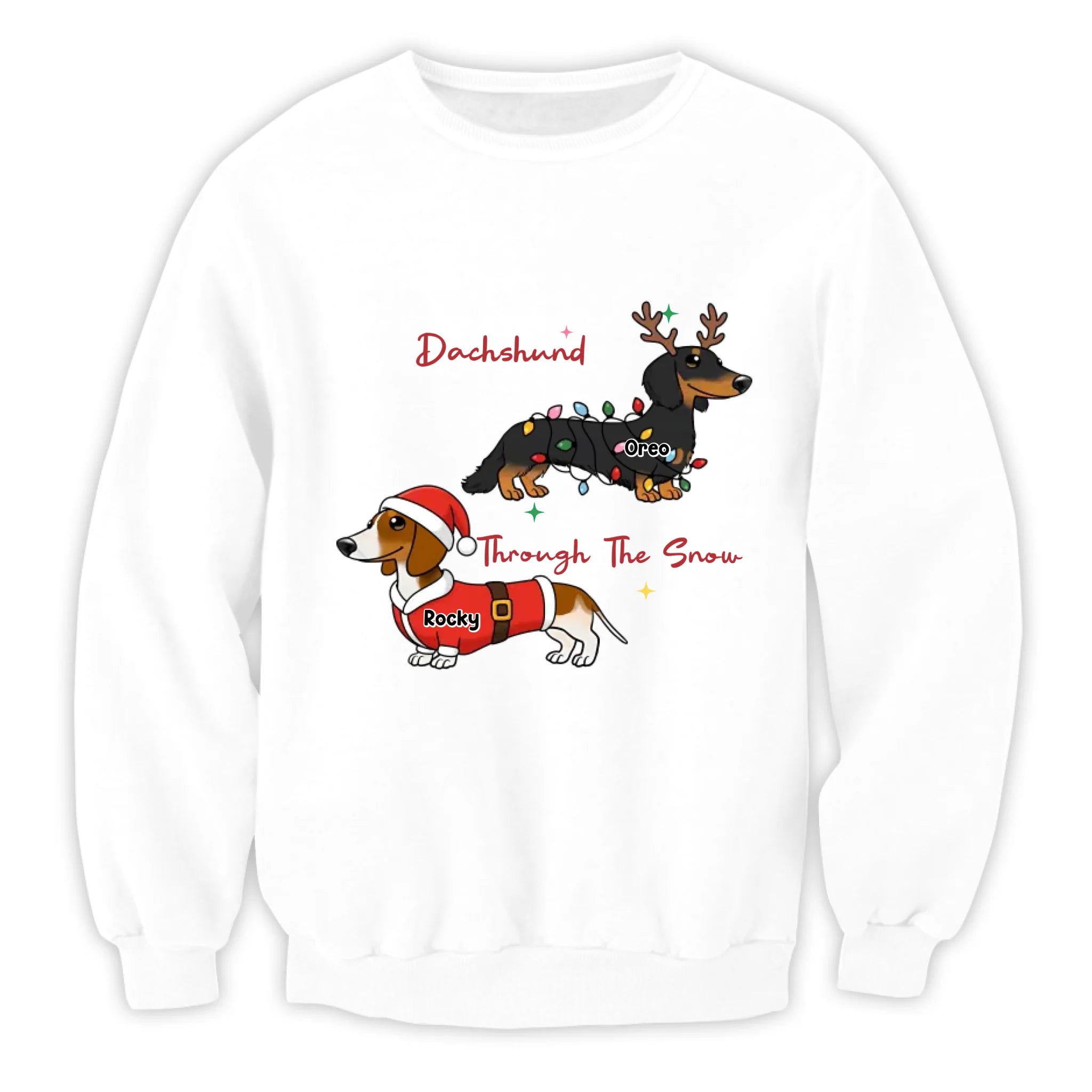 Christmas Dashdund Is Walking Through The Snow - Personalized T-Shirt, Gift For Dog Lover, Dashdund Parents Xmas Sweatshirt