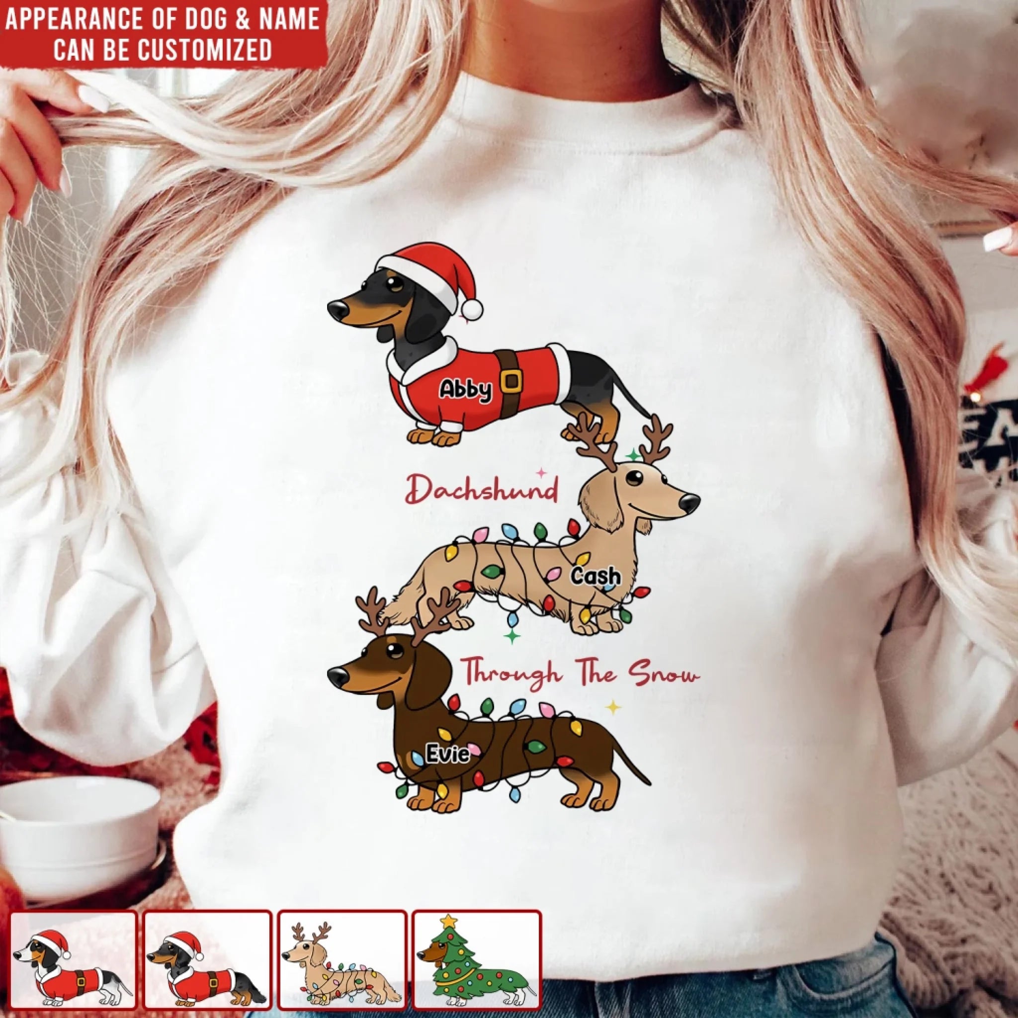 Christmas Dashdund Is Walking Through The Snow - Personalized T-Shirt, Gift For Dog Lover, Dashdund Parents Xmas Sweatshirt