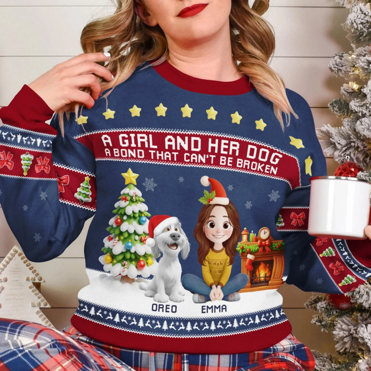 Dog Mom & Her Best Friend – Personalized Wool Sweater, Ugly Sweater Christmas Gift For Dog Lovers