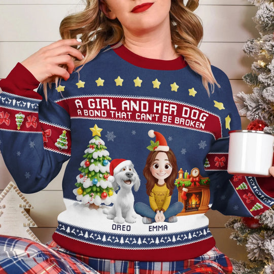 Dog Mom & Her Best Friend – Personalized Wool Sweater, Ugly Sweater Christmas Gift For Dog Lovers