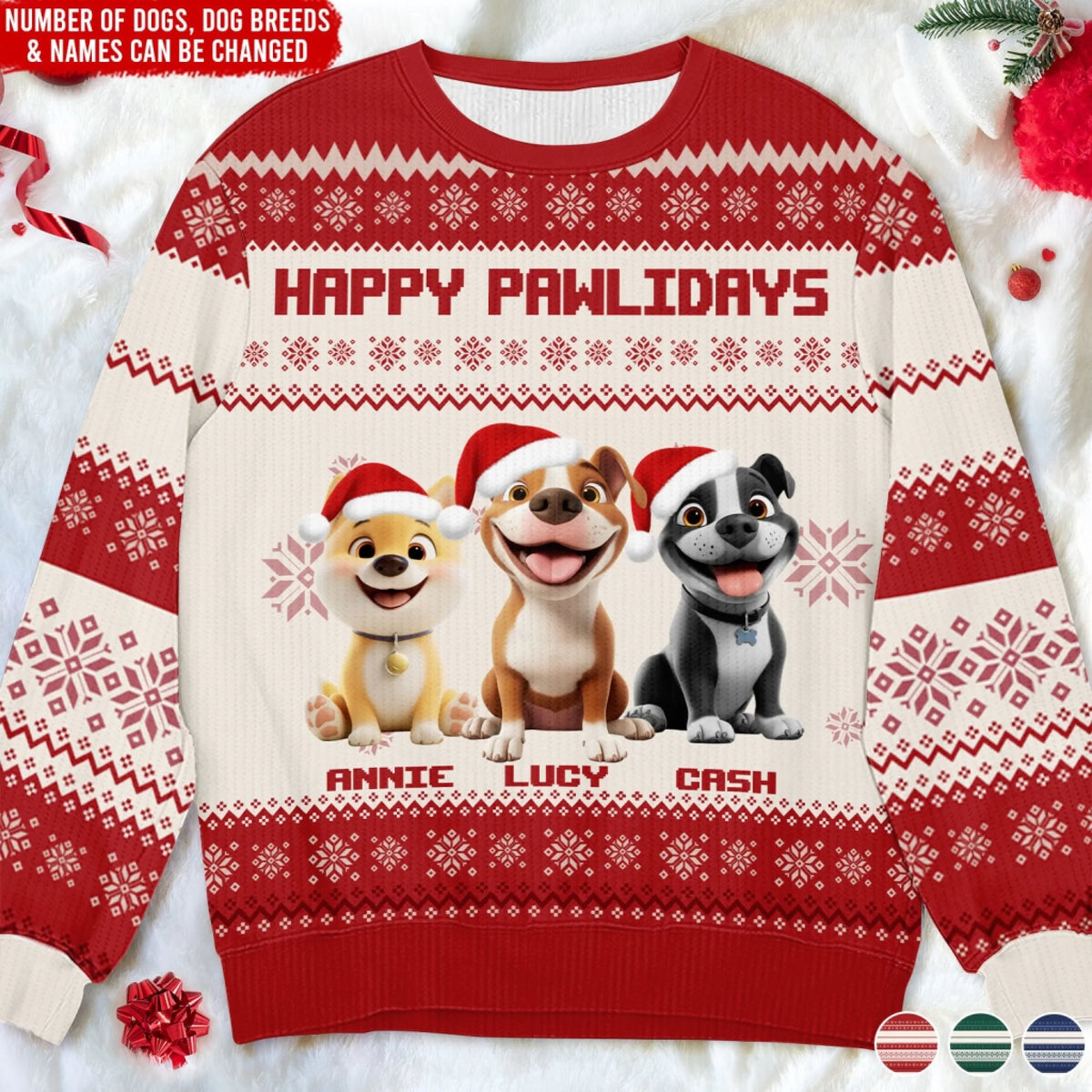 Happy Pawlidays - Personalized Wool Sweater, Ugly Sweater Custom Christmas Gift For Dog Lovers