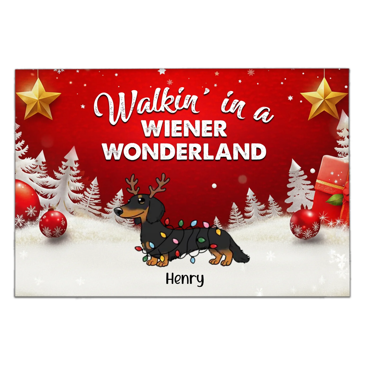 Weiner Is Walking In Winter Wonderland - Personalized Doormat, Gift For Dog Lover, Dashdund Owner Home Decor