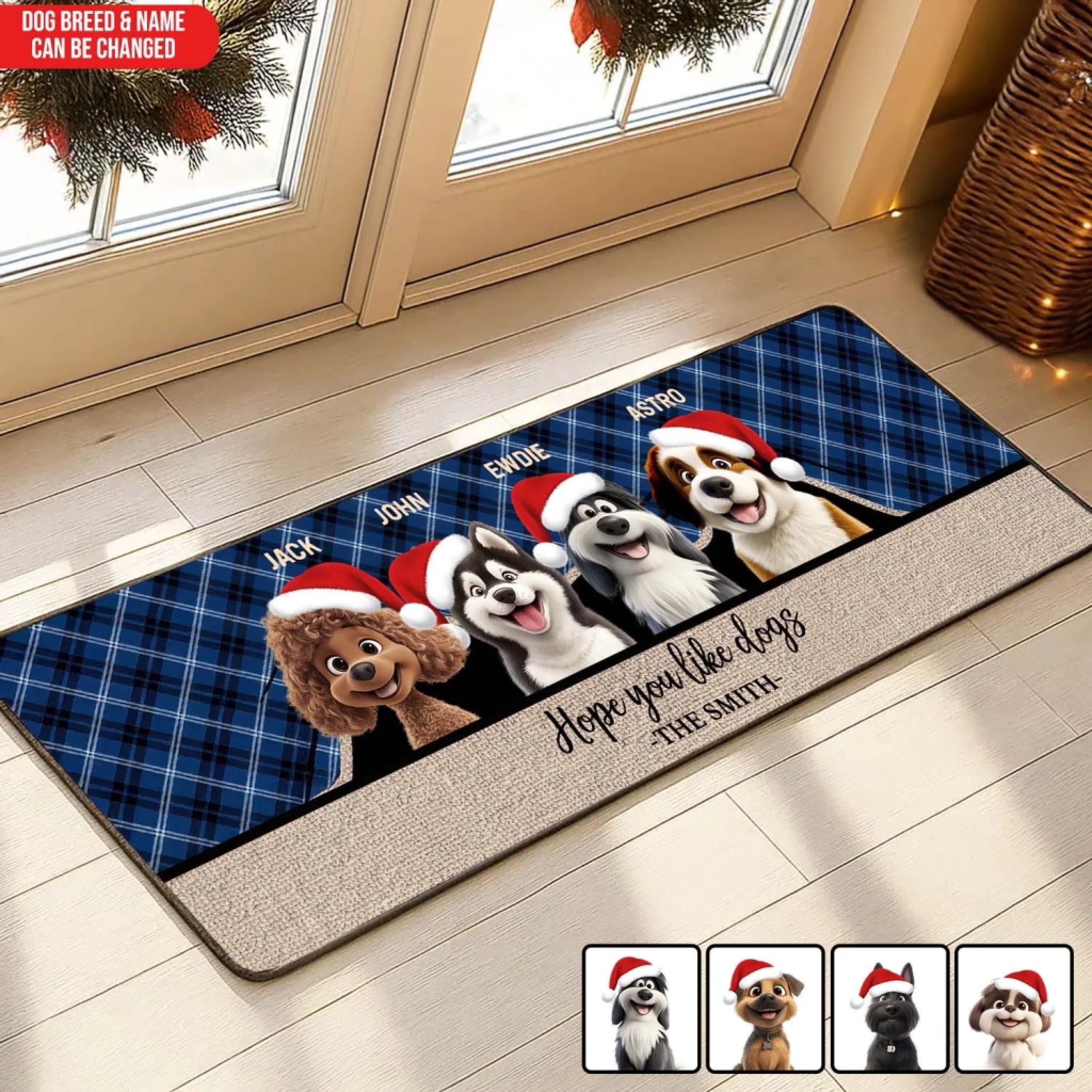 Welcome! Hope You Like Dogs - Personalized Runner Rug, Christmas Gift For Dog Lover, Dog Owner Home Decor