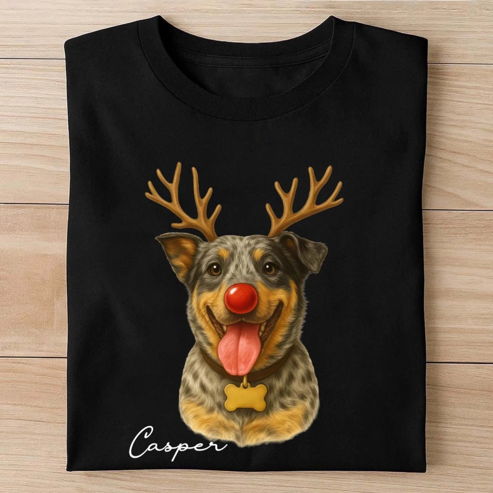 Dog Reindeer - Personalized Sweatshirt, Christmas Dog Reindeer With Custom Photo And Name
