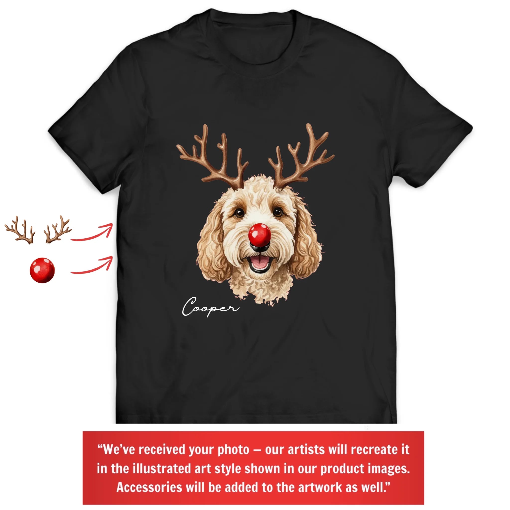Dog Reindeer - Personalized Sweatshirt, Christmas Dog Reindeer With Custom Photo And Name