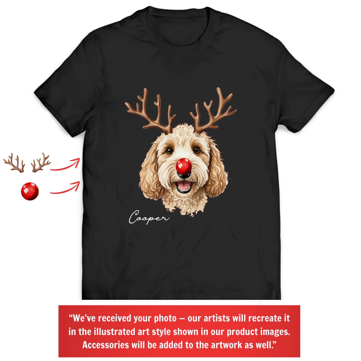 Dog Reindeer - Personalized Sweatshirt, Christmas Dog Reindeer With Custom Photo And Name