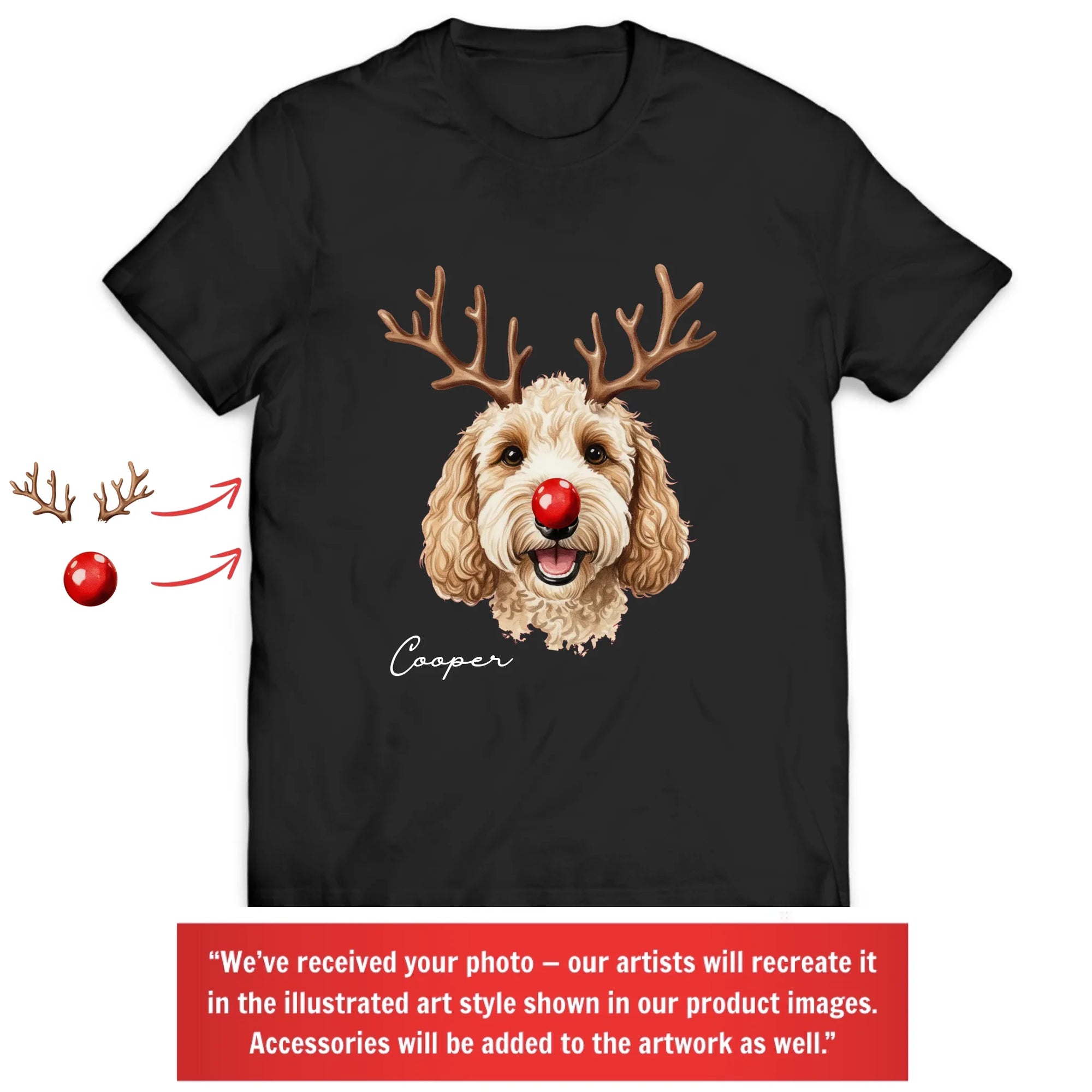 Dog Reindeer - Personalized Sweatshirt, Christmas Dog Reindeer With Custom Photo And Name