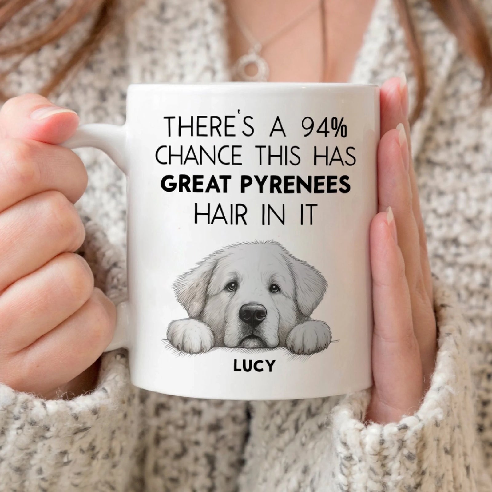 There's 94 Percent Chance This Has Hair In It - Personalized Mug, Dog Owner Gift, Pet Lover Humor