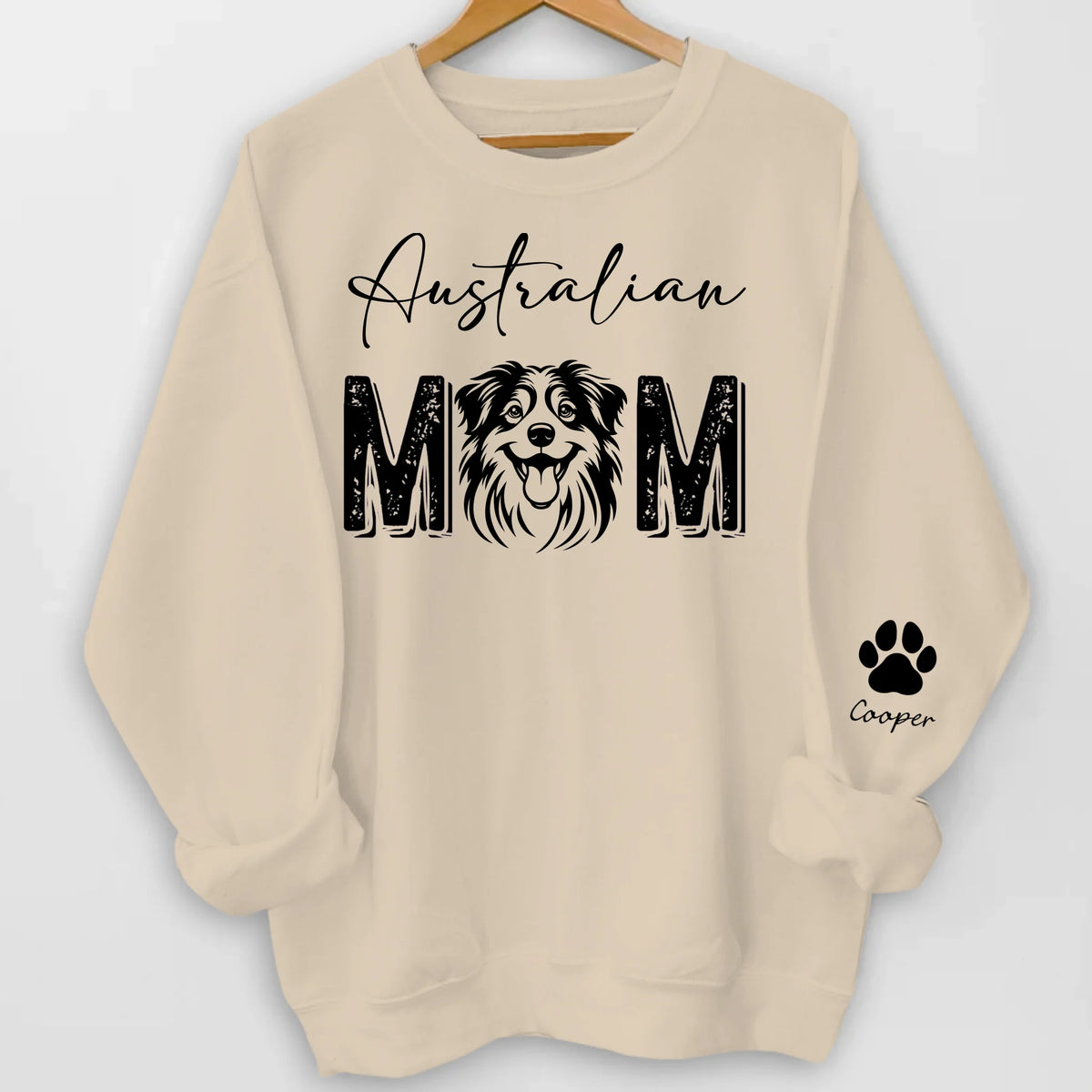 Dog Mom With Name - Personalized Sleeve Print Sweatshirt, Gift For Dog Lover, Gift For Dog Mom
