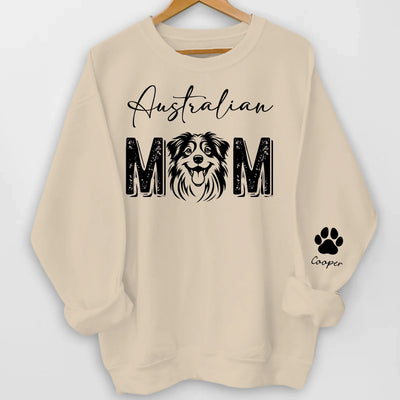 Dog Mom With Name - Personalized Sleeve Print Sweatshirt, Gift For Dog Lover, Gift For Dog Mom