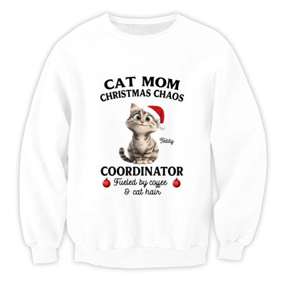 Cat Mom Christmas Chaos Coordinator - Personalized T-shirt, Cat Pet Lover Gift, Cat Mom/Cat Dad T-shirt