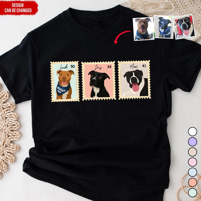 Pet Portrait Stamp - Personalized T-Shirt, Gift For Pet Lovers, Drawing Portrait From Photo And Custom Name