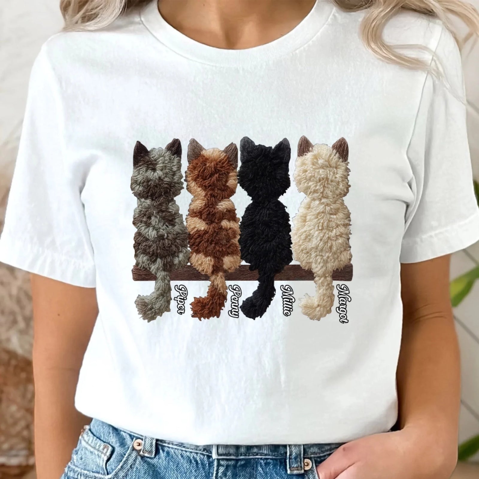 Latch Hook Yarn Crochet Cats - Personalized T-Shirt, Custom Gifts Pets Animals Cat, Gift For Cat Lover