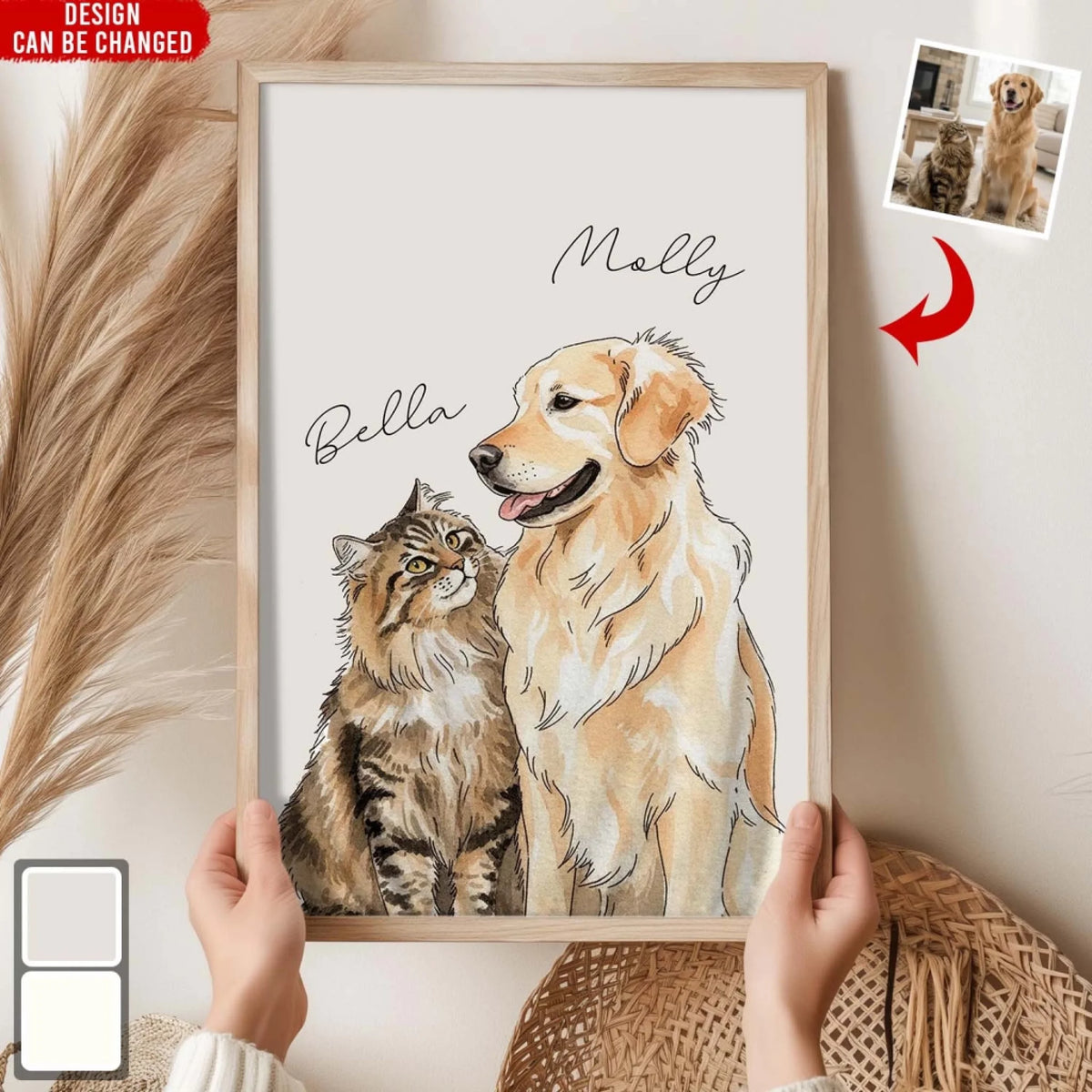 Unconditional Love Is A Wet Kiss On The Cheek - Personalized Poster, Custom Pet Art Portrait Gift, Dog/Cat Hand-Drawn Keepsake