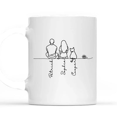 Me And You And Our Furr Babies - Personalized Mug, Cute Couple and Pet Line Art, Pet Lovers, Couple Mug