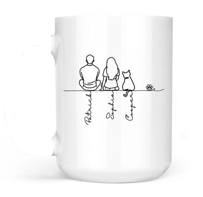 Me And You And Our Furr Babies - Personalized Mug, Cute Couple and Pet Line Art, Pet Lovers, Couple Mug