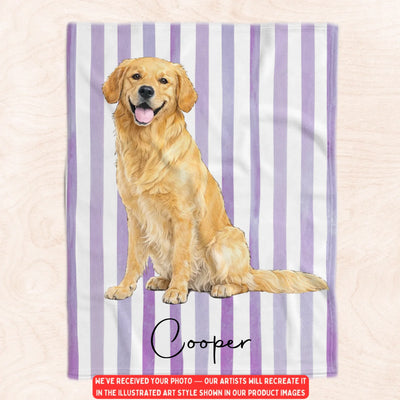 Wrapped In Love, Wrapped In Fur - Personalized Blanket, Gift For Dog Lover, Watercolor Pet Portrait Throw, Gift For Dog/Cat Parent