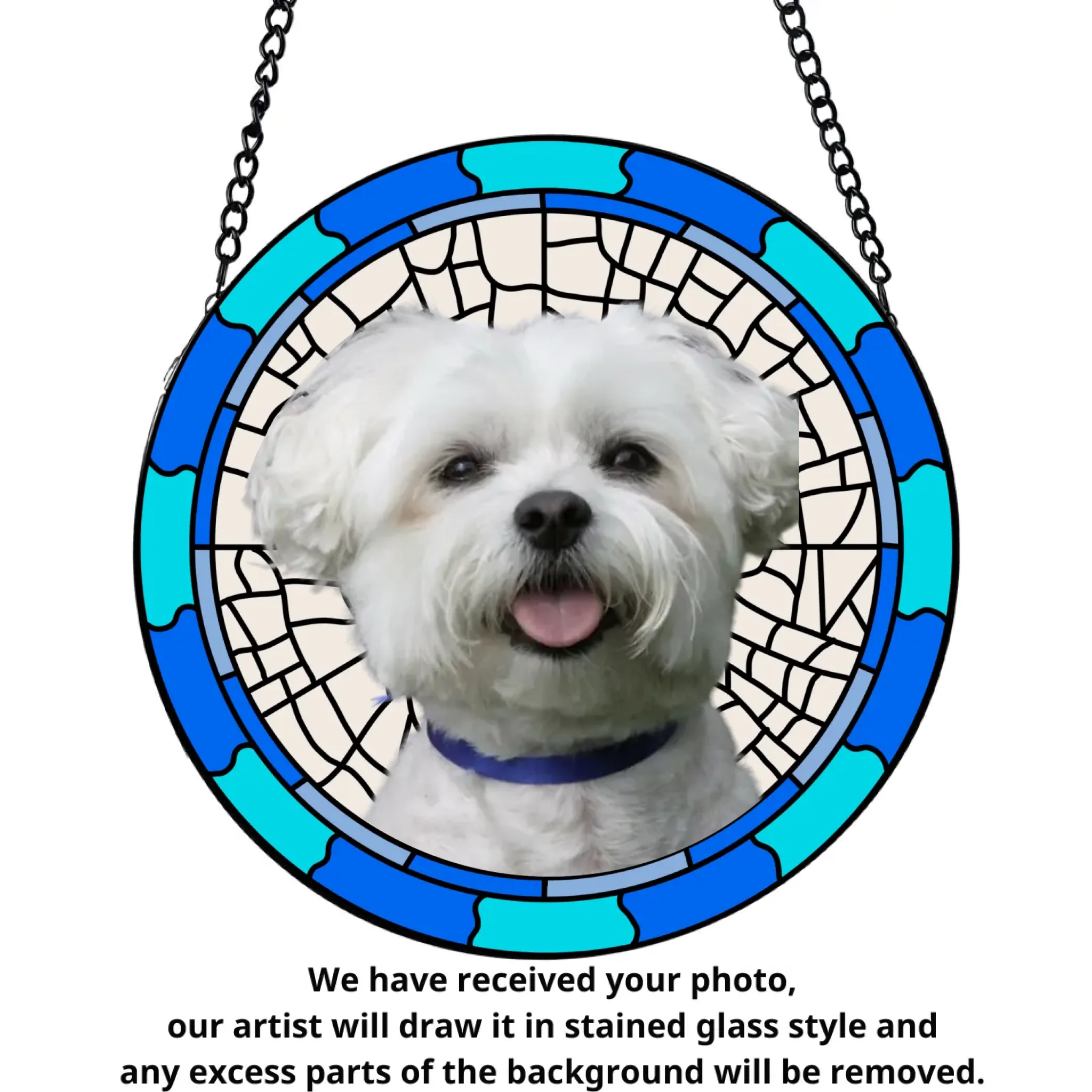 Custom Dog Portrait Picture - Personalized Window Hanging Stained Glass