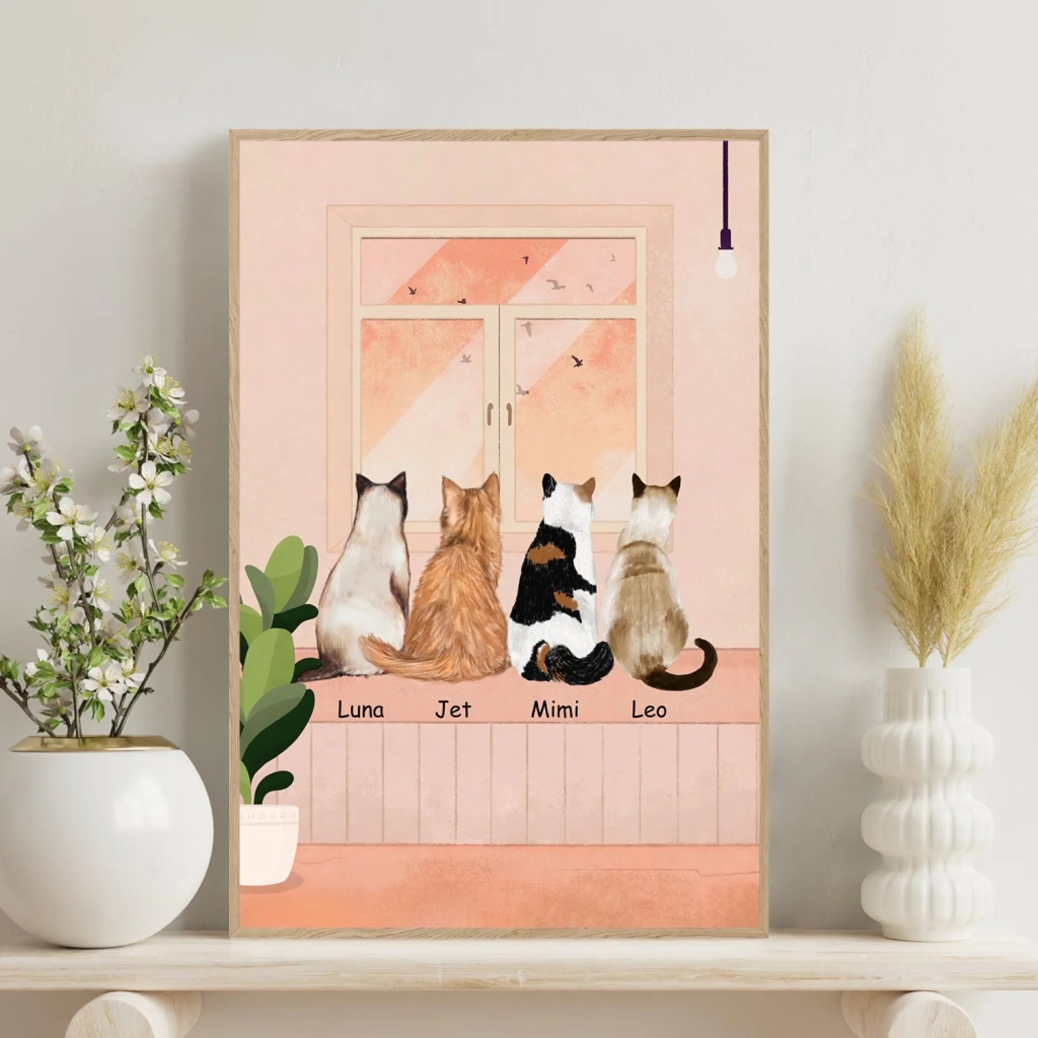 Cats Watching Birds In Window mk 6