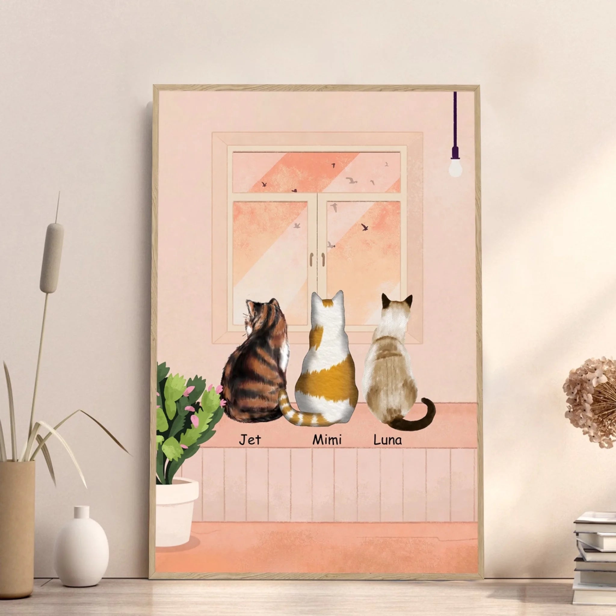 Cats Watching Birds In Window mk 3