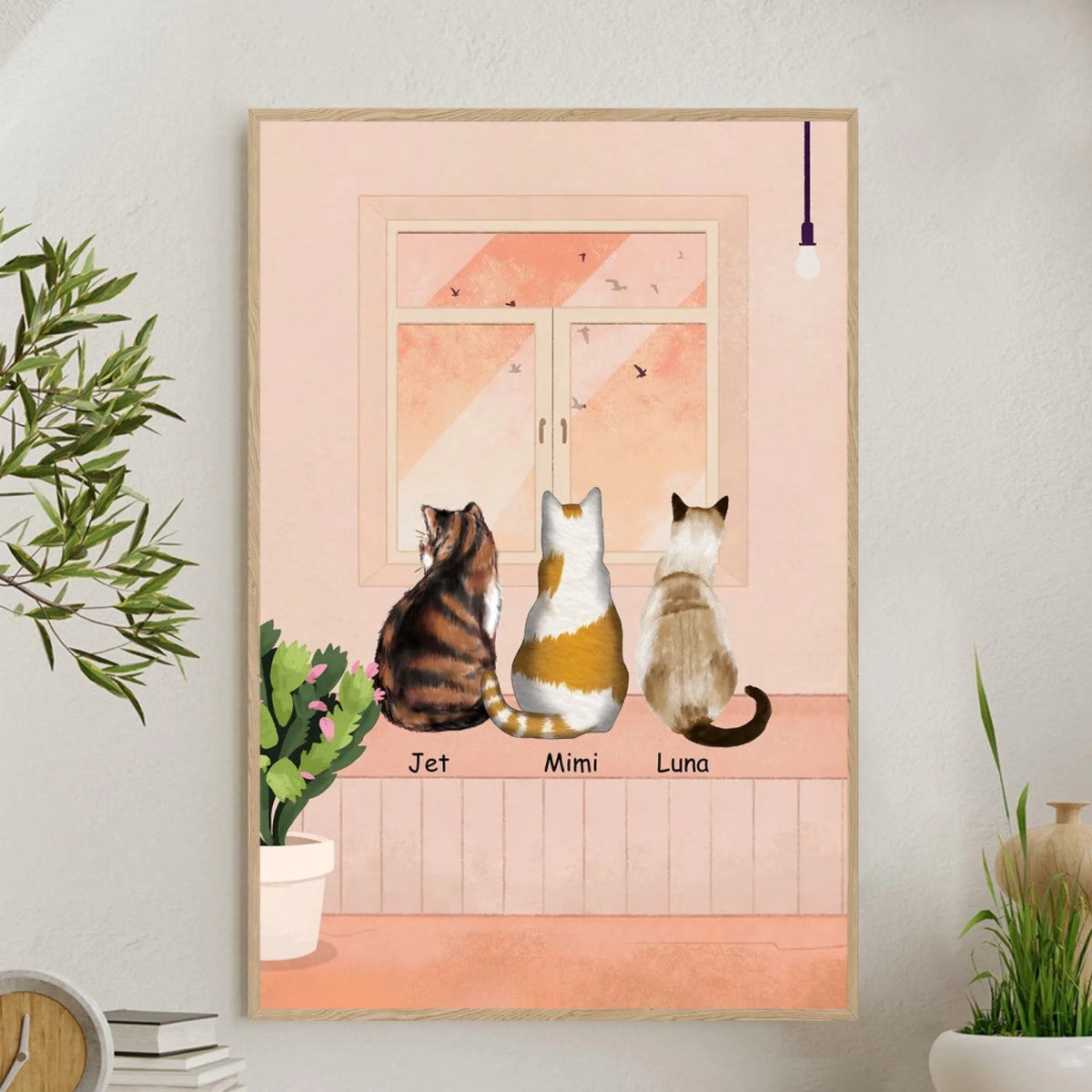 Cats Watching Birds In Window mk 4